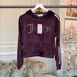 Juicy Couture Burgundy Hoodie with Pink Stripes size S